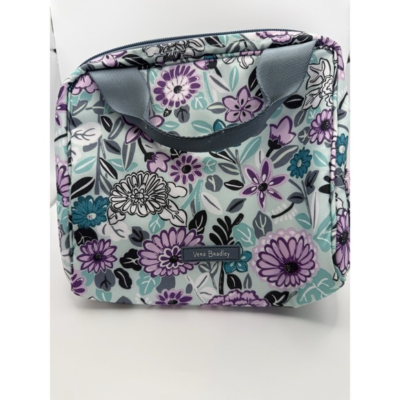 Vera Bradley Lunch Bag Floral Insulated Cooler Tote Purple Teal Flowers NWOT - Picture 1 of 7